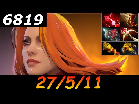 Dota 2 Lina 6819 MMR 27/5/11 (Kills/Deaths/Assists) Ranked Full Gameplay