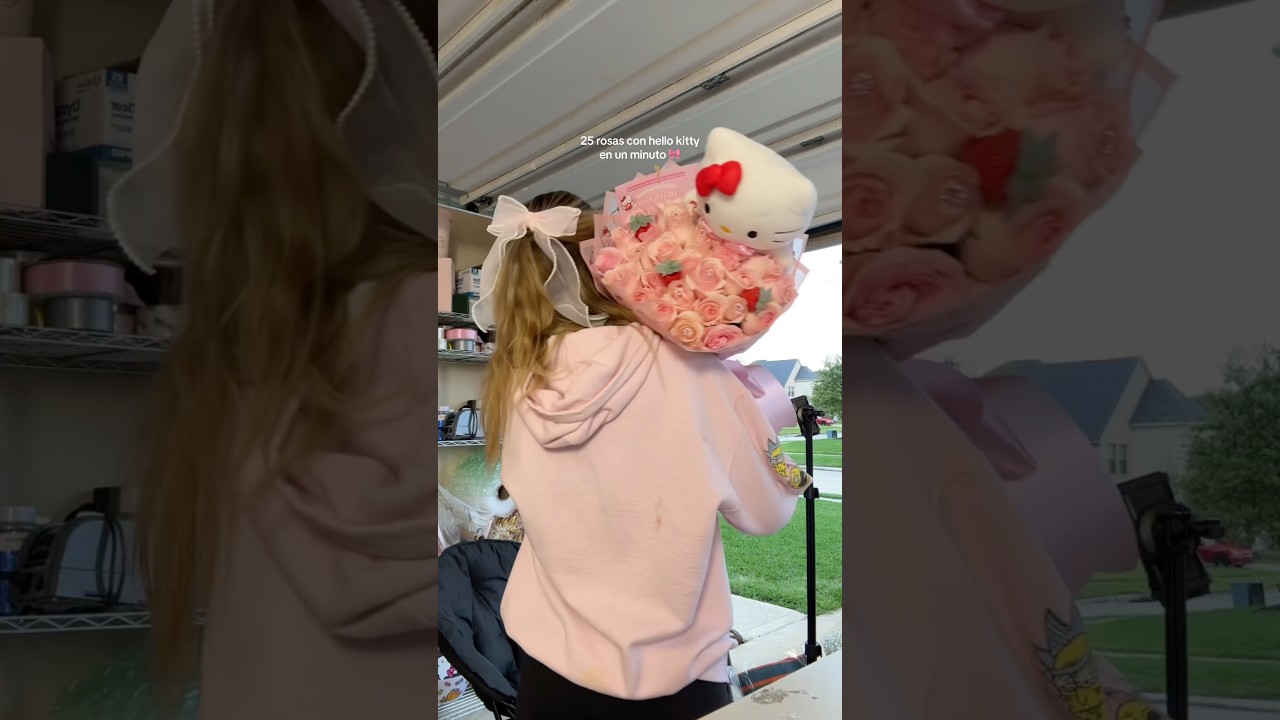 25 roses + hello kitty 💕 #hellokitty #ramobuchon #ramos #diy #trendingshorts #fyp #roses #flowers