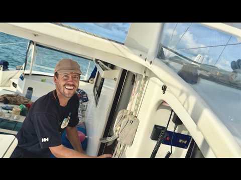 Finally sailing. Figuring out the sails and tuning up the Dyneema rigging. 