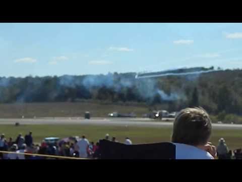 Jet powered glider doing low level aerobatics