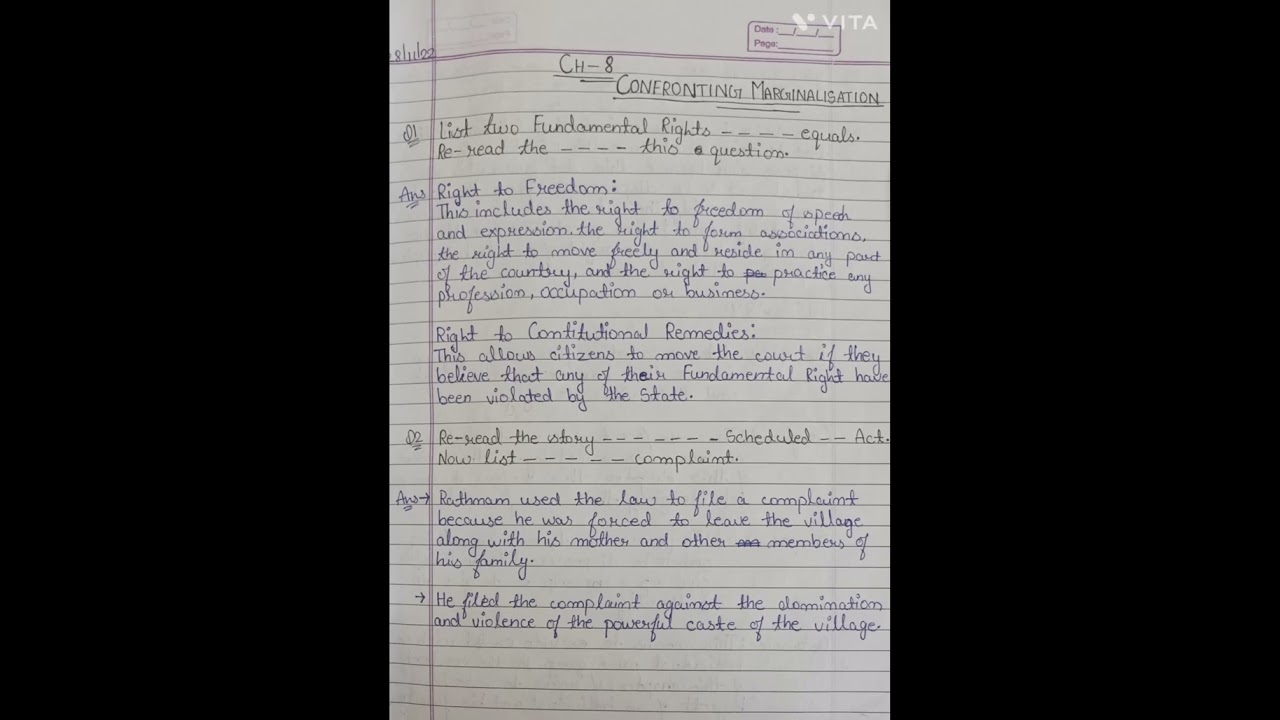 Question/Answers Chapter-8 Confronting Marginalisation social science (Civics) Class-8th