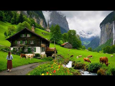 Village Life in Beautiful Swiss Countryside - Heavenly Green Pastures, Goats, Milking Cows