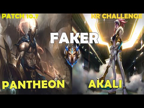 T1 FAKER PANTHEON VS AKALI (MID) - Patch 10.7| KR Ranked