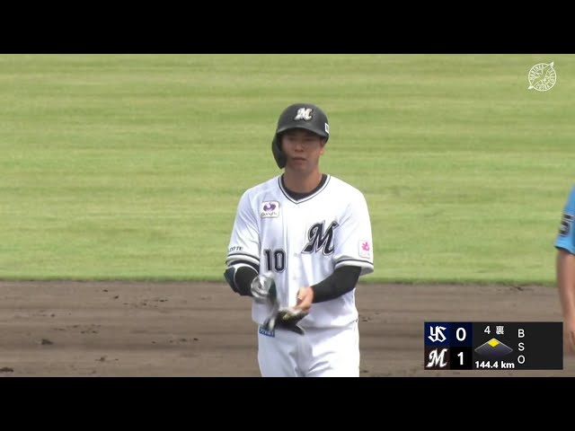 【ファーム】マリーンズ・上田希由翔 センター横への先制タイムリー2ベースヒット!!  2024年8月31日 千葉ロッテマリーンズ 対 東京ヤクルトスワローズ