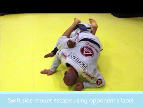 Prof. Lucio Rodrigues "Lagarto": swift side mount escape using opponent's lapel