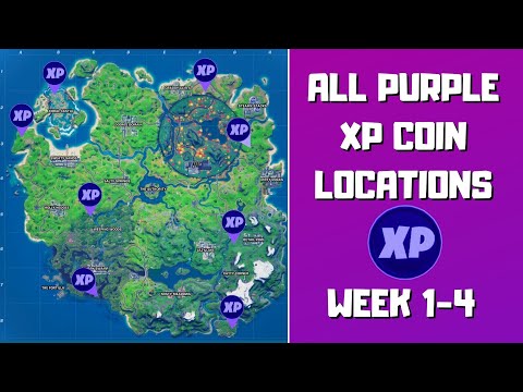 All 8 Purple XP Coins Locations in Fortnite (week 1-4)! - Purple Power Punch Card