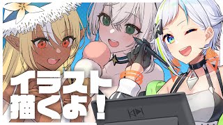 【イラスト】水着ノエフレ色塗り！！【#北爪くみん】