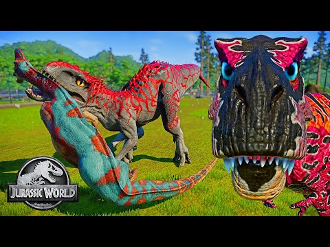 T-Rex vs I-Rex vs Indoraptor vs Spinosaurus vs Herbivore Dinosaurs - Jurassic World Evolution