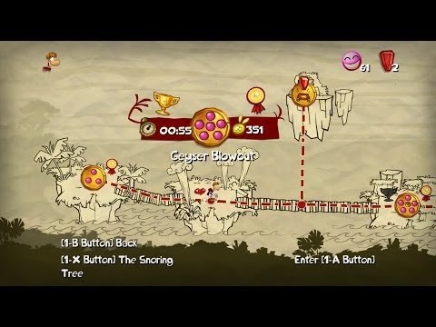 Walkthrough: Rayman Origins 100% - Jibberish Jungle - Geyser Blowout - Time Trial