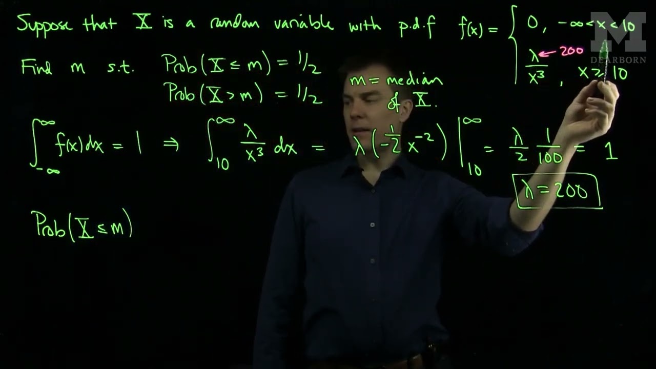 Finding the Median from a PDF: An Example