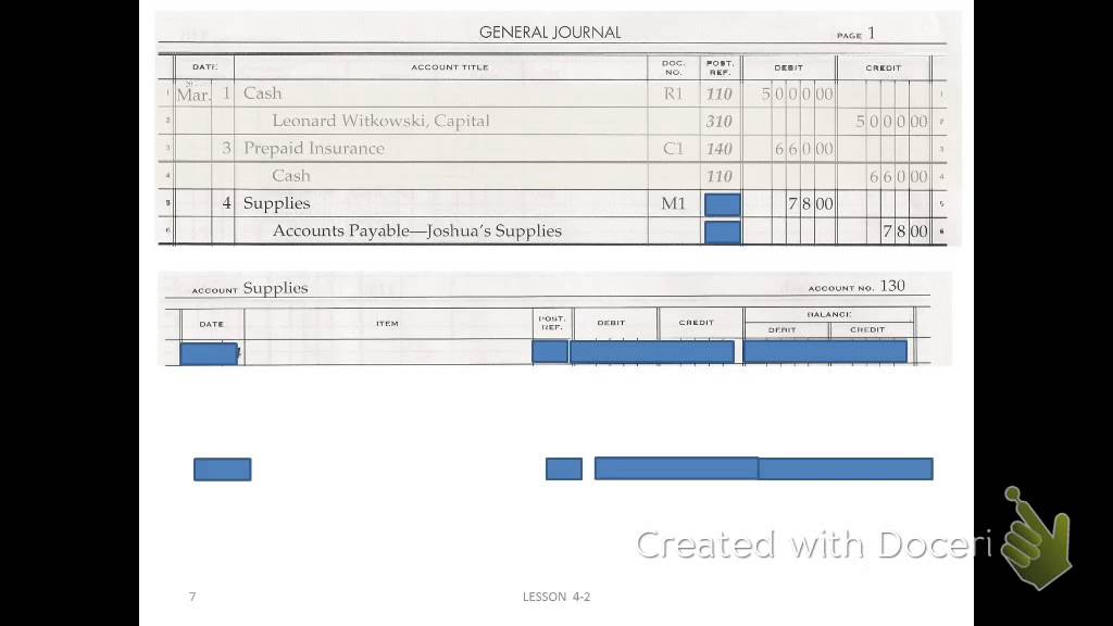 4-2: Posting from a General Journal to a General Ledger