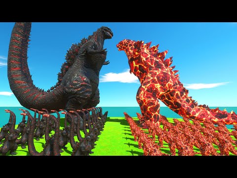 SHIN GODZILLA DEATH RUN - GODZILLA 2014 LAVA KING - KING KONG - Animal Revolt Battle Simulator