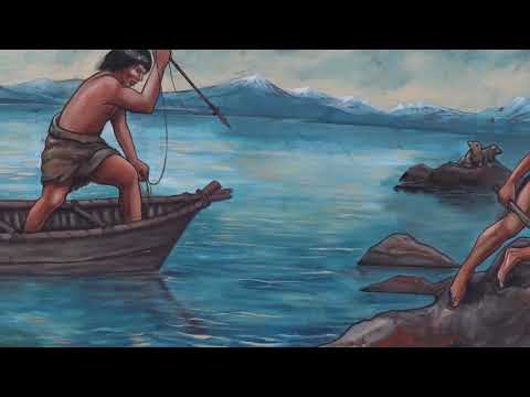 Mural "Herencia Cultural de las Etnias Aoniken y Kaweskar" Puerto Natales, Chile por Tatamundi