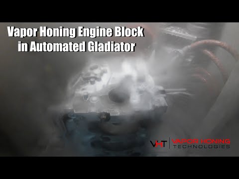 Vapor Honing a Engine Block in Automated Gladiator - Vapor Honing Technologies