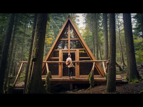 Ein Mann baute mitten im Wald eine erstaunliche Holzhütte. Von Anfang bis Ende