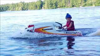 Kid Rips it up Stand up on Built Jet Ski