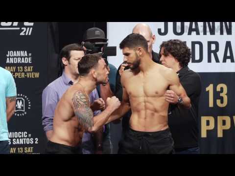 All the fighters face-off at the UFC 211 ceremonial weigh-ins