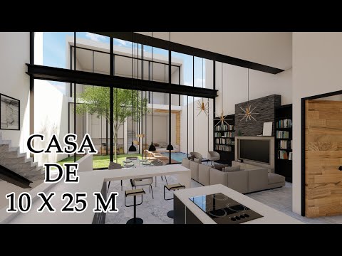 (DOBLE ALTURA ) CASA DE 10X25 M / DESAIN RUMAH 10X25 M / HOUSE PLANS 10X25 M