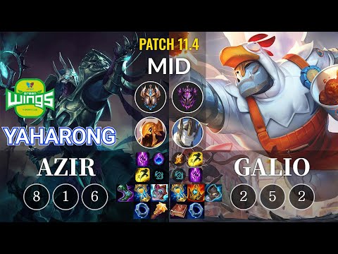 JAG Yaharong Azir vs Galio Mid - KR Patch 11.4