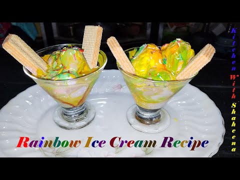 Rainbow Ice Cream🍨with just 3 ingredients😍 | Summer Special Recipe for Kids by Kitchen with Shaheena