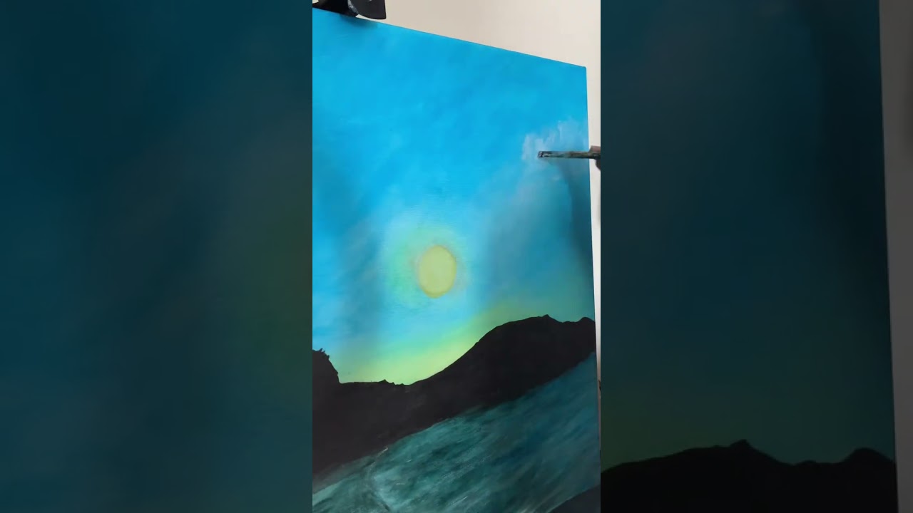 At last i can post this #goldenhour #blueocean #acrylicpainting #seascape #artjiestic