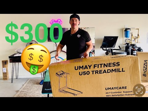UMAY Treadmill, Foldable, Tiltable, 16%, 14 km/h, Treadmill with Heart Rate Monitor, 3.5 HP, Electric Treadmill with LED Display, Maximum Load 180 kg, Light video review thumbnail