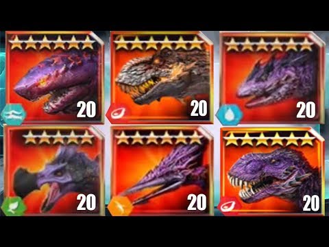 OMEGA 09, ALPHA 06, COLOSSUS 04, VALKYRIE 77, DEATH DODO - Jurassic World The Game