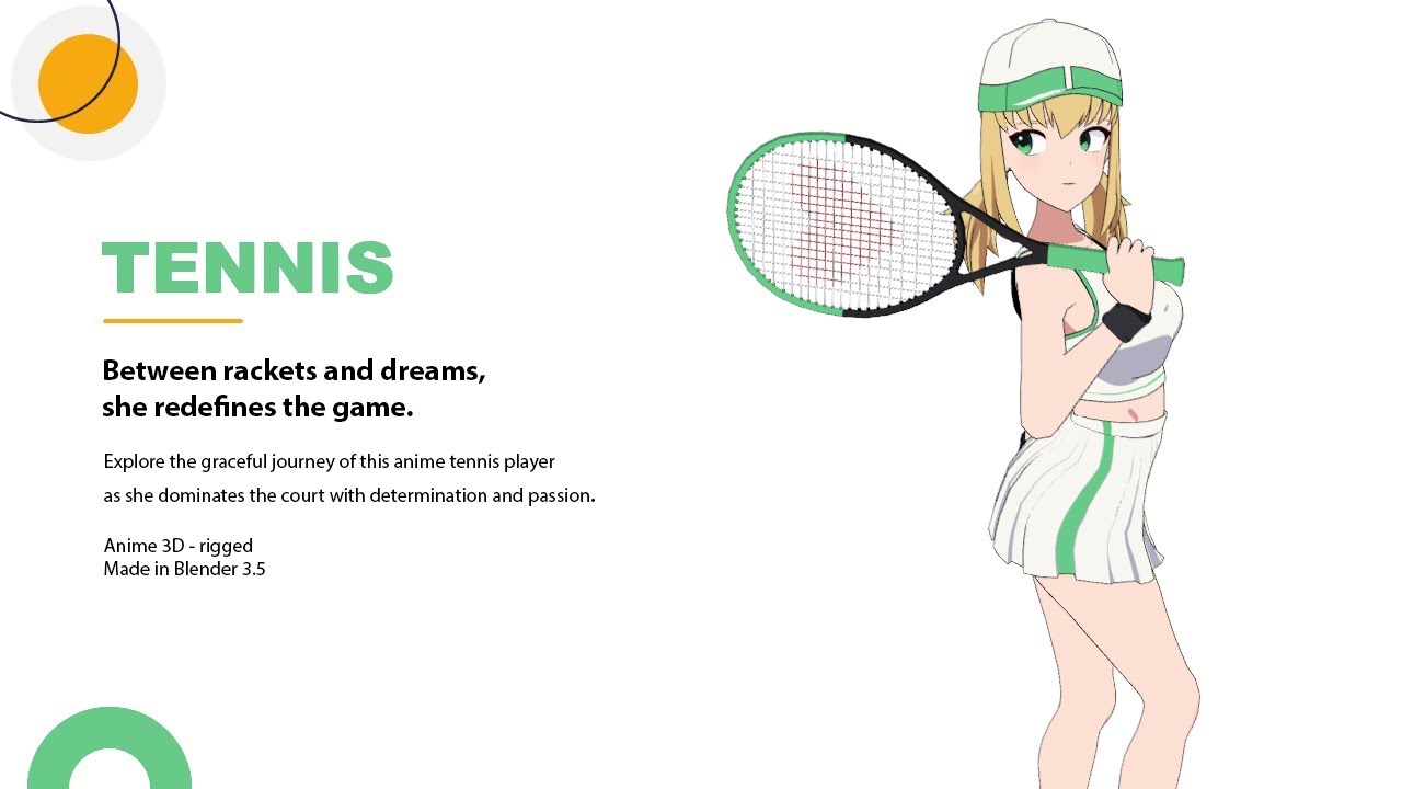 Anime Girl - Tennis Game 3D Model