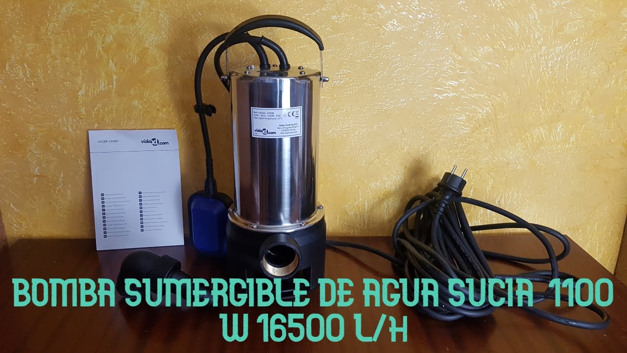 Bomba sumergible de agua sucia 1100 W 16500 L/h #VidalXL