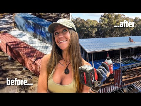 FULL BUILD - I Built This 120sqm Skillion Roof Over My Container House Alone!