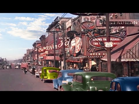 Detroit, Michigan 1930s in color [60fps, Remastered] w/sound design added