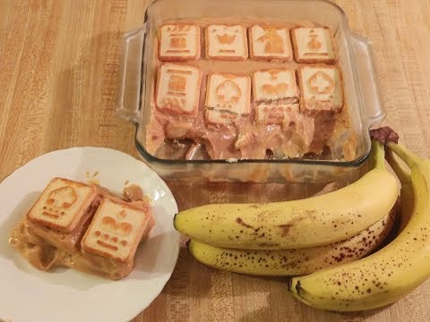 Banana Pudding with Chessmen Cookies and Caramel