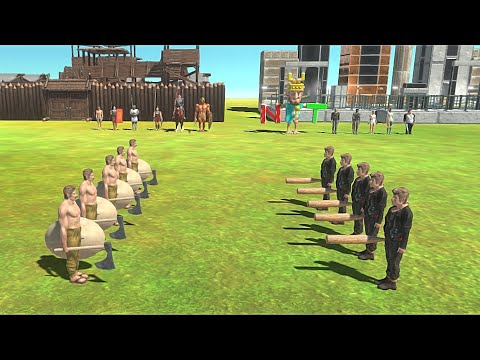5 VS 5 ANCIENT HUMAN VS MODERN HUMAN - Animal Revolt Battle Simulator