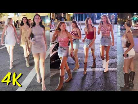 Broadway Street Nashville Tennessee Friday Night | Downtown Nightlife & Bars in 4K