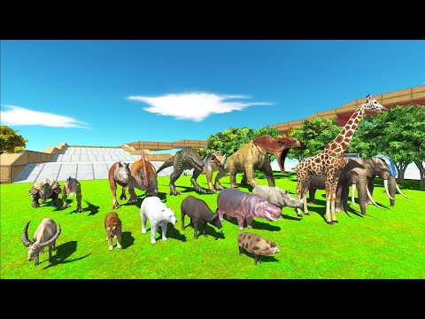 DINOSAURS WRONG HEAD CHASING RACE EVERY ANIMALS - Speed Race - Animal Revolt Battle Simulator