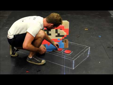Funny sports & games videos - Super Mario - 3D Chalk Art (Time Lapse)