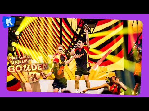 Omdat Het Kan & Average Rob met "On met la patate" op het Gala van de Gouden K's 2024