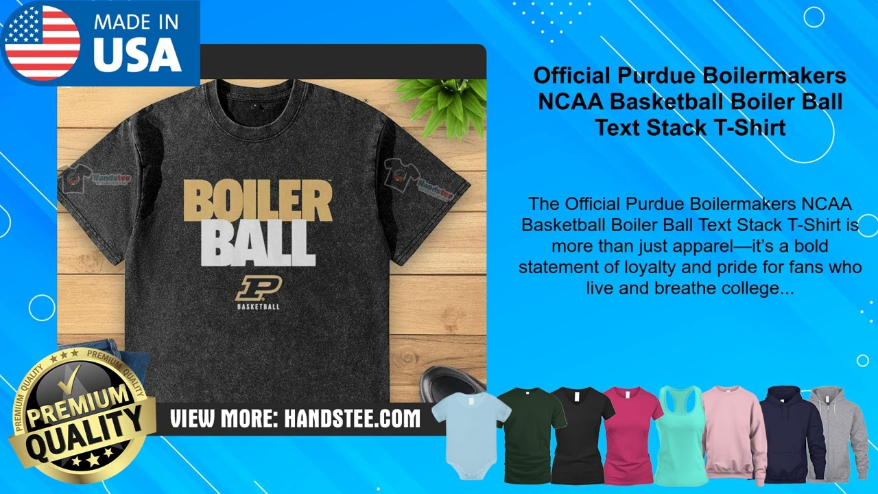 Official Purdue Boilermakers NCAA Basketball Boiler Ball Text Stack T-Shirt