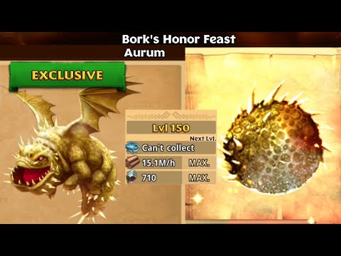 Bork's Honor Feast "AURUM" Max Level 150 - Exclusive Catastrophic Quaken -  Dragons: Rise of Berk