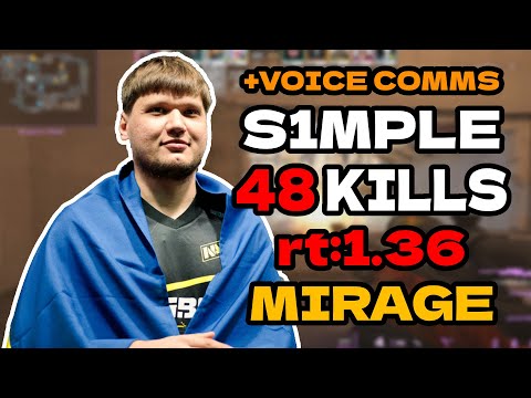 🔥s1mple 48 KILLS rt:1.36 +VOICE COMMS (mirage) | FACEIT EU RANKED l #cs2 #pov