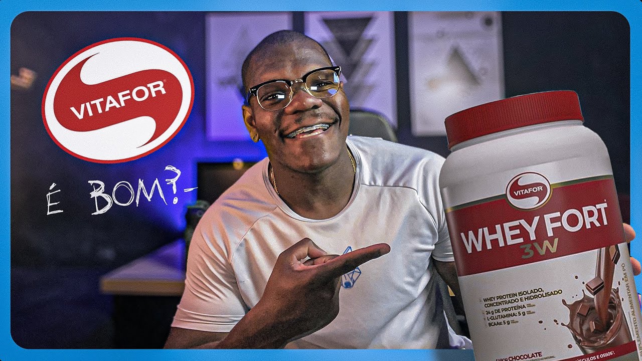 Miniatura da avaliação em vídeo de Suplemento Proteico Vitafor Whey Fort 3W Sabor Cookies 900g