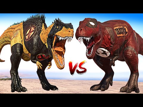 DEADPOOL T-REX vs WOLVERINE GIGANOTOSAURUS & Spinosaurus Dinosaurs Battle Jurassic World Evolution 2