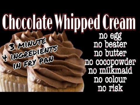 Eggless Chocolate Whipped  Cream/no beater/no ghee/no cocopowder......