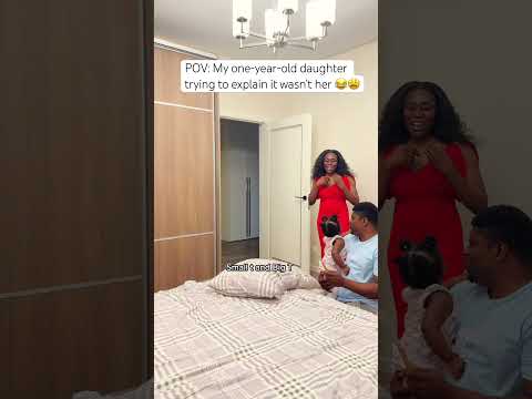 POV: My one-year-old daughter trying to explain it wasn’t her 😂😩