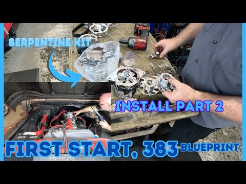 FIRST START, BLUEPRINT 383, 62 C10 PROJECT 96 #ratrod #hotrod #classic #truck #serpentine #install