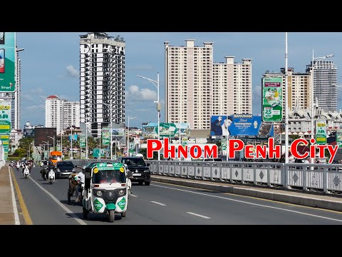 4K HDR Phnom Penh Twine Bridge Chroy Changvar 2023 l Phnom Penh 2023 Viagem ao Camboja 2023