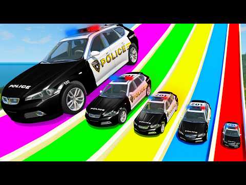 Big & Small Cars vs Stairs Color with Spiner - Car vs Train - BeamNG.Drive
