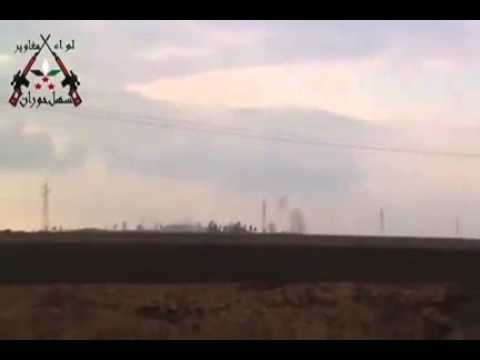 استهداف  قوات النظام بصاروخ  فاغوت من قبل لواء مغاوير سهل حوران في الكتيبة المهجورة في محافظة درعا