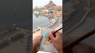 ミラコスタにてプロメテウス火山のスケッチ🎨🌋 #ディズニーシー #tokyodisneysea #ミラコスタ #miracosta #スケッチ #sketch #不透明水彩 #gouache