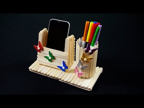 Popsicle Stick Crafts | Popsicle Stick Pen Holder | Popsicle Stick Mobile Holder